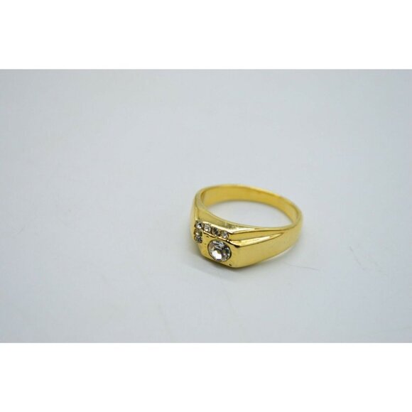 Clear Rhinestone Faux Diamond Men's Statement Gold - Picture 3 of 6
